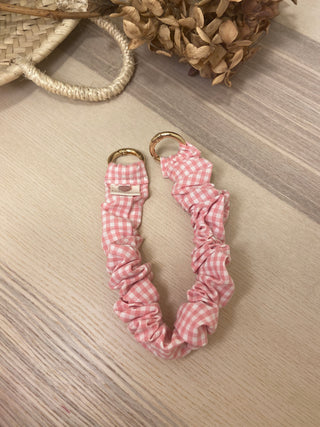 Mini Cinta Pulsera frunce Vichy rosa