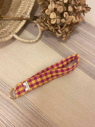 Mini Cinta Pulsera para móvil 1 anilla Vichy tabasco