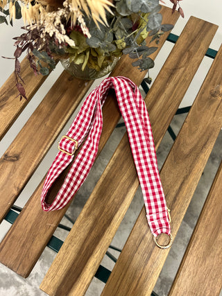 Cinta 1 anilla regulable / lanyard regulable Vichy frambuesa