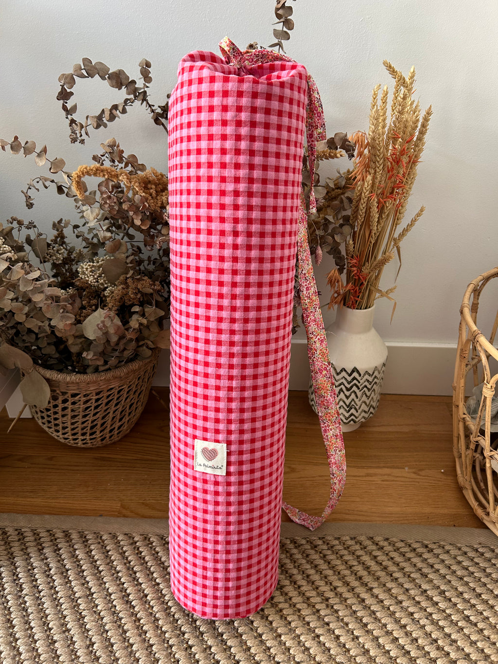 Funda Mat Esterilla Pilates Yoga Vichy fresa LAPALMIRITA