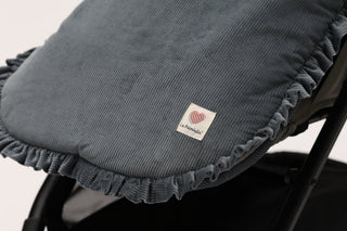 Saco de silla de paseo universal para invierno / Pana azul grisáceo