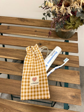 Bolsa multiusos mini Vichy caramelo