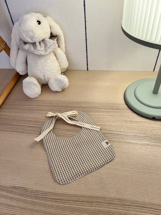 Babero lazos vichy beige