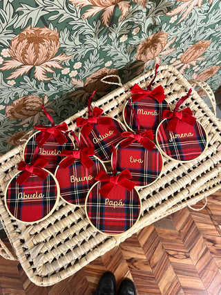 Bastidor de navidad Tartan rojo