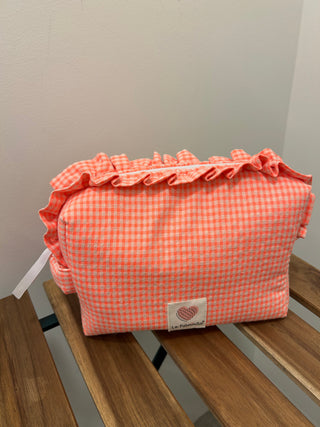 Neceser Volantitos vichy naranja fluor