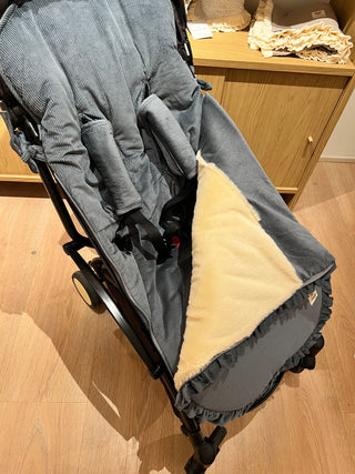 Saco de silla de paseo universal para invierno / Pana azul grisáceo