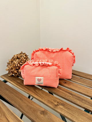 Neceser Volantitos vichy naranja fluor – LAPALMIRITA