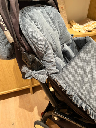 Saco de silla de paseo universal para invierno / Pana azul grisáceo