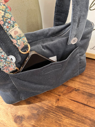 Bolsa de carro mini - Pana Azul grisáceo