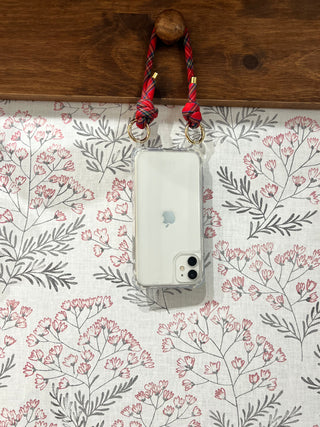 Mini Cordón para móvil tartan rojo regulable (sin funda)