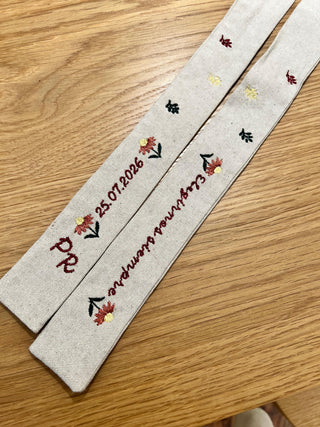 Lazo para ramo de novia personalizado | Bordado con girasoles