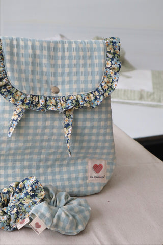 Mochila Infantil vichy azul mar Clara