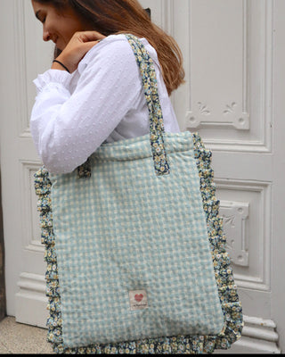 Tote Eviña Vichy Azul Mar volantes Clara