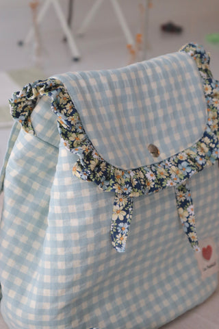 Mochila Infantil vichy azul mar Clara