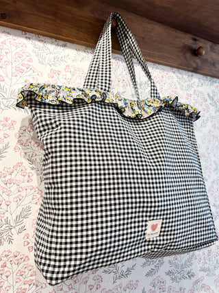 Maxi Tote Bag Vichy Negro (Cremallera)